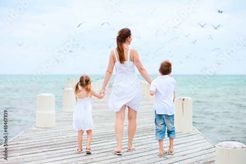 Photo: Mother and kids at seaside Mother and kids at seaside