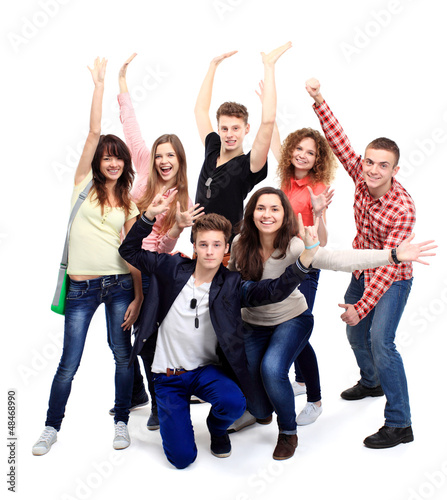 Photo: Group student with notebook isolated Group student with notebook isolated
