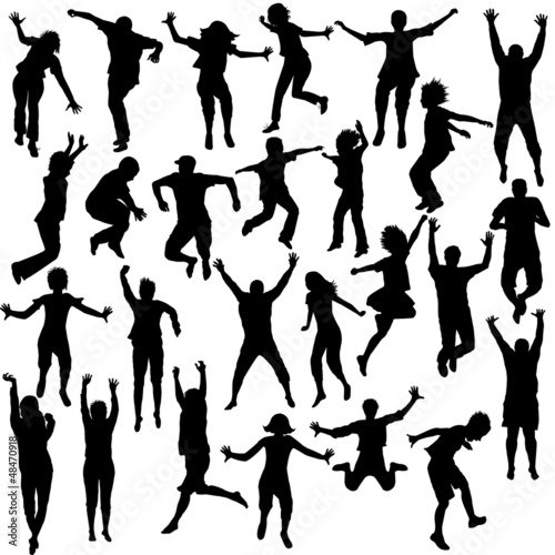 Illustration: Set of jumping children shilhouettes Set of jumping children shilhouettes