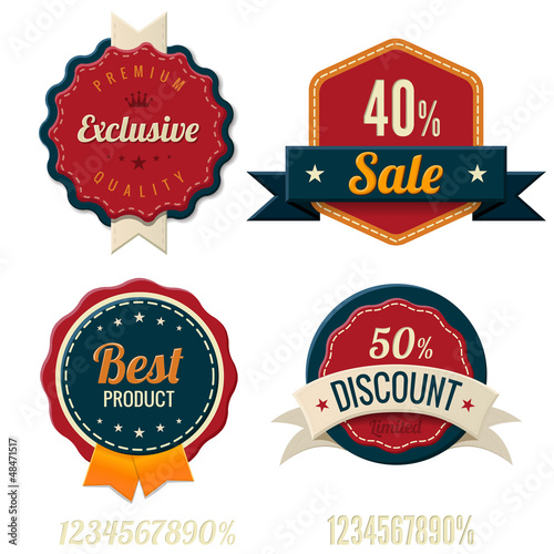Vector: Vintage Labels template set. Sale, discount theme. Retro design Vintage Labels template set. Sale, discount theme. Retro design