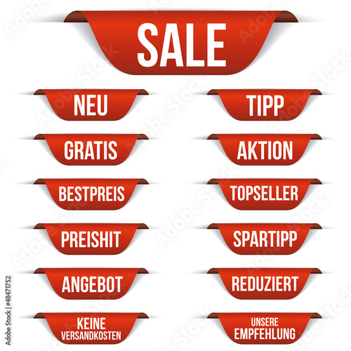 Vector: Ecken Slogans - Reduziert - Sale- Angebot - Aktion Ecken Slogans - Reduziert - Sale- Angebot - Aktion