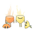 Orange and lemon playing. Vector design. 