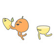 Orange and lemon playing. Vector design. 