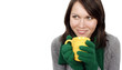 Woman drinking a hot beverage