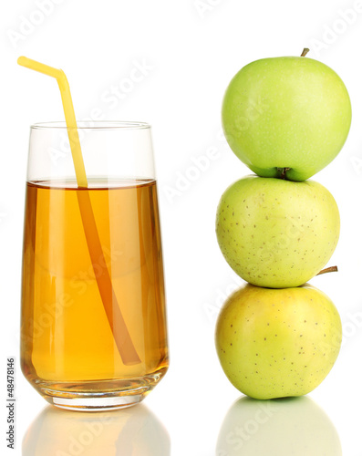 Photo: Useful apple juice with apples around isolated on white Useful apple juice with apples around isolated on white