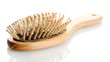 comb brush with lost hair, isolated on white