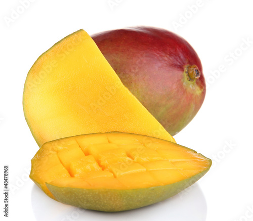 Photo: Ripe appetizing mango isolated on white Ripe appetizing mango isolated on white