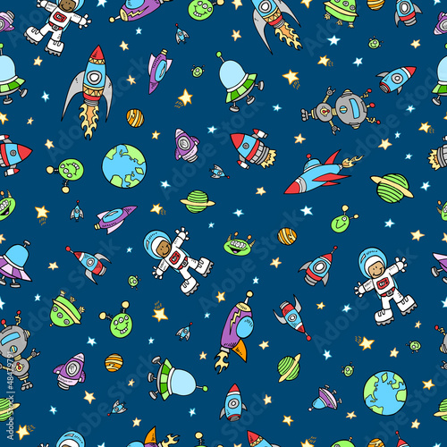 Vector: Outer Space Doodle Seamless Pattern Outer Space Doodle Seamless Pattern