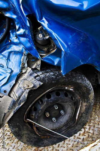Photo: A destroyed car A destroyed car