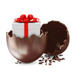 Illustrazione: Broken Chocolate Easter Egg with Gift Box Inside Broken Chocolate Easter Egg with Gift Box Inside