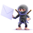 Ninja holds an envelope