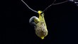 Meise hängt an einem Meisenknödel und frisst