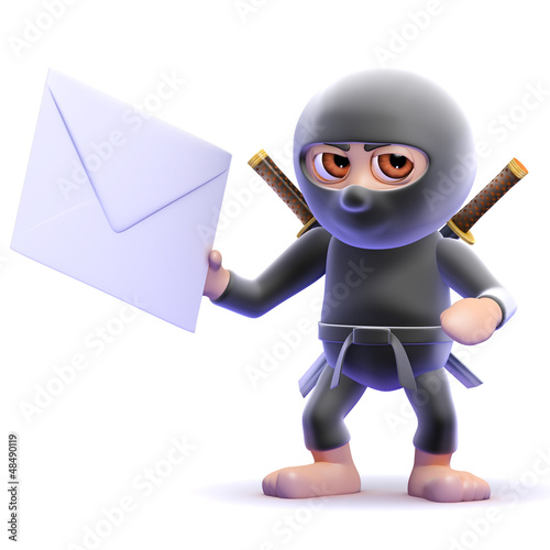 Illustration: Ninja holds an envelope Ninja holds an envelope