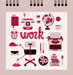 retro office icon set vector illustration