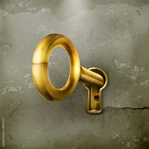 Vector: Golden key, old-style Golden key, old-style