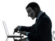 man masked anonymous group member computing computer silhouette