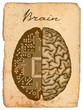 Old manuscript with illustration of Electronic brain.