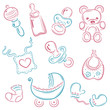 Baby, Eltern, Kind, Kinder, vector set