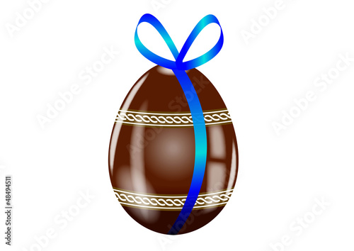 Vector: Oeuf de Pâques chocolat - Ruban bleu - Pâques Oeuf de Pâques chocolat - Ruban bleu - Pâques