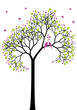 Vector: spring tree with love birds, vector spring tree with love birds, vector