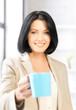 lovely businesswoman with mug