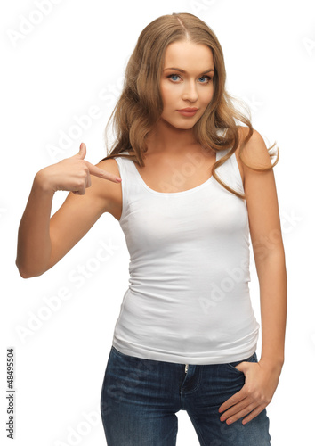 Photo: woman in blank white t-shirt woman in blank white t-shirt