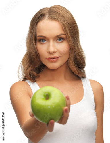 Photo: woman with green apple woman with green apple