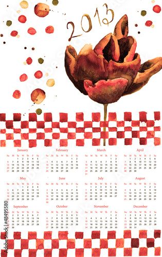 Illustration: Template for calendar for 2013 Template for calendar for 2013