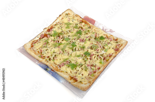 Photo: pizza on a white background pizza on a white background