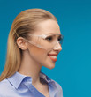 businesswoman in protective glasses