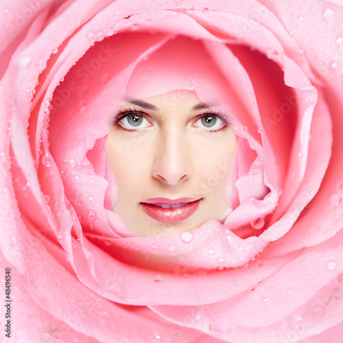 Photo: Beautiful woman face flower. Beautiful woman face flower.