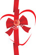 Red bow with rose and strasses. Icon for design