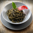 piatto di spaghetti al nero di seppia