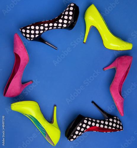Photo: Colorful high heels frame Colorful high heels frame