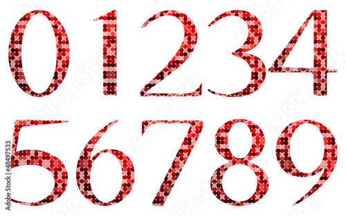Vector: Abstract red numbers set Abstract red numbers set