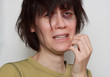 sad woman with black eye