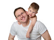 Closeup portrait of a happy father and son together