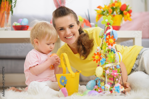 Photo: Baby and mother spending time together on Easter Baby and mother spending time together on Easter