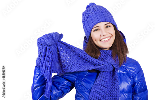 Photo: Winter beautiful girl isolated on white Winter beautiful girl isolated on white