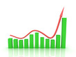 Illustration: Growth charts with green cylinders on the mirror surface Growth charts with green cylinders on the mirror surface
