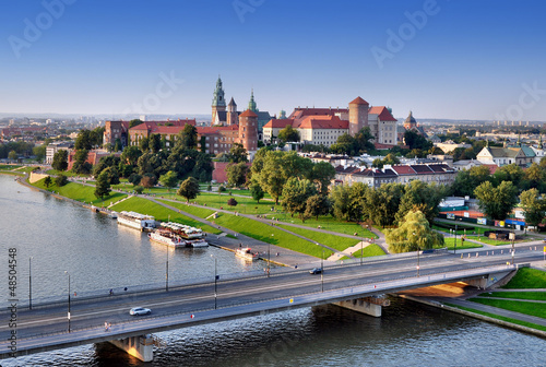  Wawel Castle, Vistula river and bridge in Krakow, Poland