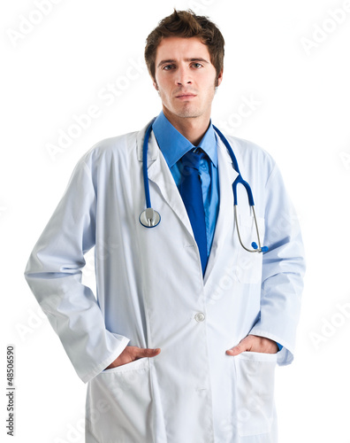Photo: Young doctor isolated on white Young doctor isolated on white