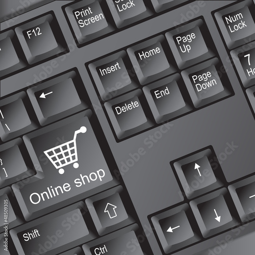Illustration: Online shop icon on keyboard Online shop icon on keyboard