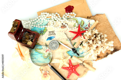 Photo: map of treasures isolated on white map of treasures isolated on white