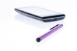 Capacitive pen and smartphones on white background