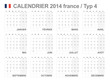 Calendrier 2014 France Typ D