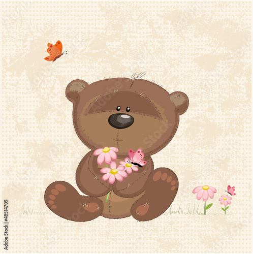 Vector: Cute bear with flowers Cute bear with flowers