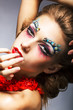 Creativity. Shiny Woman Actress with Bright Make Up. Glamor