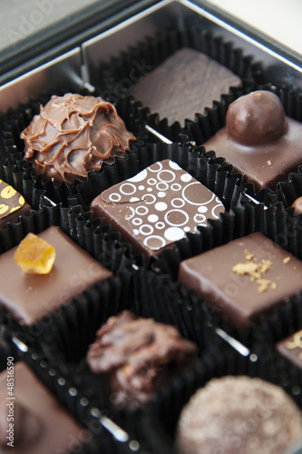 Photo: Box of various chocolate pralines Box of various chocolate pralines