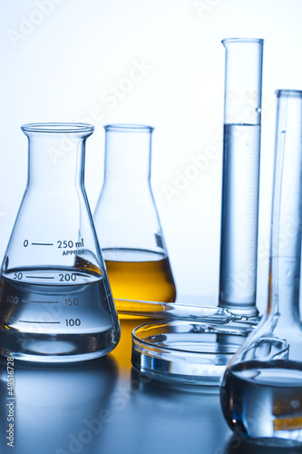 Photo: beakers in a pharmaceutical lab beakers in a pharmaceutical lab
